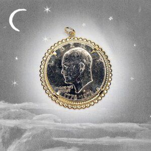 Vintage Eisenhower Dollar Coin Pendant, Bicentennial 1976 Type 2